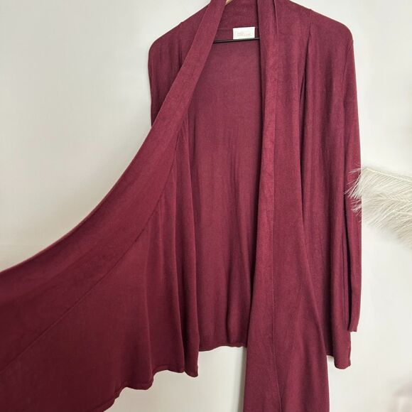 Nordstrom Lingerie Long Wrap Cardigan Burgundy / Wine / Maroon - Picture 9 of 12